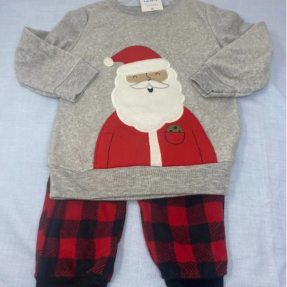 Carter's Just One You Santa Christmas Outfit red buffalo plaid 2 pc set 2T NWT - Picture 1 of 2
